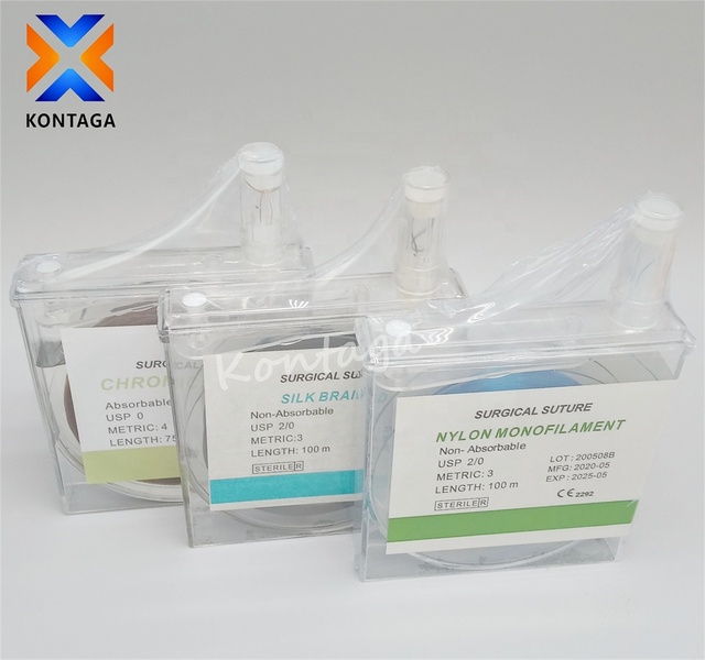 Surgery Instrument PGA Nylon Monofilament Silk Braided Chormic Catgut Sterile Surgical Suture in Box for Veterinary
