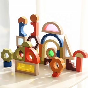 Ensemble de blocs de construction en bois <span class=keywords><strong>Montessori</strong></span> StarQmi, fenêtre miroir couleur, thème fantastique science-fiction photosensible, exploration sensorielle - Product Image 6