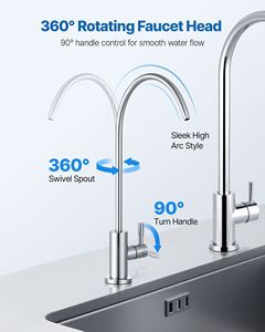 Robinet en acier inoxydable sans plomb pour eau potable, robinet d'osmose inverse, robinet en laiton massif à arche haute pour eau filtrée - Product Image 3