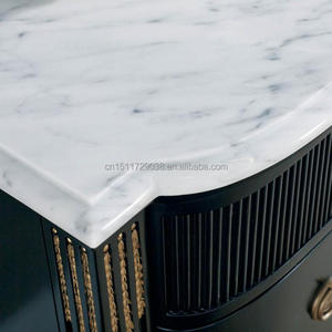 <span class=keywords><strong>Commode</strong></span> <span class=keywords><strong>double</strong></span> noire de luxe avec plateau en marbre, quincaillerie en laiton doré, 8 tiroirs de rangement, meuble de chambre classique - Product Image 5