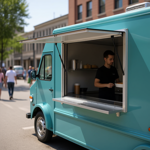 Finestra per chiosco in lega di alluminio 48 x 36 pollici per food truck con gancio di traino e tendalino per servizio esterno - Product Image 2