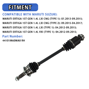 Arbre de transmission côté droit OEM 44101M60MA0 pour Suzuki Maruti Ertiga 2017 1.4L LXI Essence GEc Pièces d'arbre de transmission Assemblage d'arbre de transmission à joint homocinétique - Product Image 2