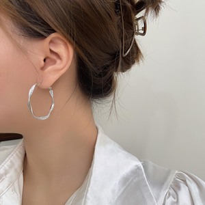 Pendientes de Aro de Plata de Ley S925 con Diseño de Círculo de Textura Trenzada para Uso Diario - Product Image 3