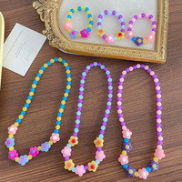 Ensemble collier et bracelet en acrylique couleur gelée coréenne, bijoux délicats pour bébé, cadeau d'anniversaire pour filles