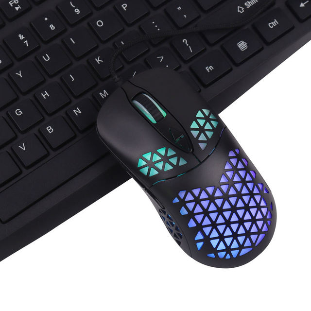 2026 Factory OEM Honeycomb Shell RGB Wired USB Interface Ergonomic Programmable Buttons 7D Optical Gaming Mouse