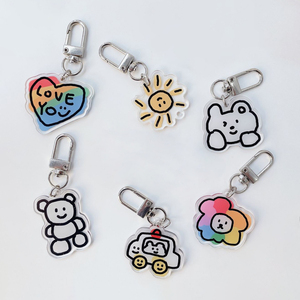 Spot Wholesale UV Printing Cartoon <b>Cute</b> Stick Figure Acrylic Key Chain Couple Bag Mobile Phone Decoration Small Pendant - Product Image 2