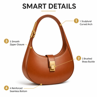 Sac à bandoulière en cuir PU de haute qualité pour femme, sac à main minimaliste incurvé, sac pour femme personnalisé OEM