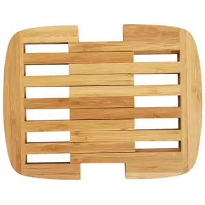 竹棕色可扩展三角架厚耐用原木风格厨房垫子易于清洁竹木三角架