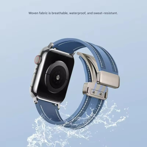 Correa de reloj inteligente de alta calidad de silicona suave + cuero genuino para Apple Watch con hebilla magnética plegable, correas de cuero a la moda. - Product Image 3