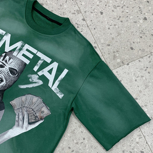 Cotton Boxed Cropped Boxy t Shirt for Men Custom Streetwear Heavyweight T-shirt Vintage Printed Acid Wash Graphic t Shirts - Product Image 5