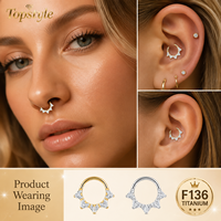 Anneau de nez personnalisable en titane G23 de qualité supérieure, incrusté de cœur en oxyde de zirconium AAAAAA taille Asscher, avec fermoir clicker articulé, bijoux corporels, vente en gros