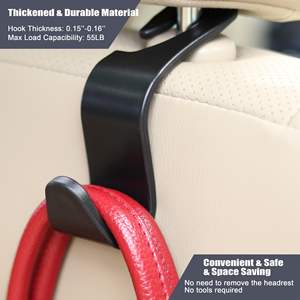 Nouveau crochet universel pour appuie-tête de voiture, organisateur de rangement noir pour sac à main, sac à bandoulière, manteau, adapté aux véhicules - Product Image 5