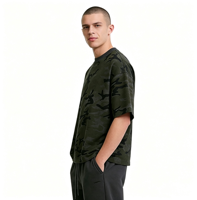 Kaos Pria ALCLEVER 240gsm Bahan Katun Rajut Tebal Ukuran Oversize Warna Hijau Streetwear Bernapas Anti-pilling Atasan Musim Panas