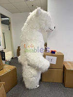 Costume de mascotte d'ours polaire gonflable en peluche dansant en fourrure, costume adulte de personnage de dessin animé pour la fête, vente en gros