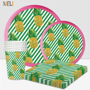 Xieli Suministros Para Fiestas De Flamencos Platos Servilletas Vasos Desechables Juego De Vajilla Temática Hawaiana De Verano - Product Image 1