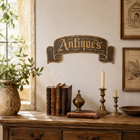 Plaque Métallique Vintage en Étain Gaufré pour Magasin d'Antiquités, Décoration Murale pour Boutique d'Articles d'Époque