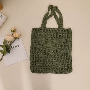 Sac fourre-tout en crochet à bandoulière avec un design en herbe tressée à <span class=keywords><strong>la</strong></span> mode, cadeau bohème, sac à main en coton tissé pour femmes, sac fourre-tout de plage - Product Image 6
