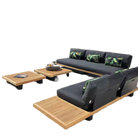 Combinaison de canapés d'extérieur pour hôtels, chaises longues en bois massif pour cour et jardin, meubles en teck pour balcon ouvert