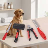 Kit de toilettage pour chien quatre pièces : peigne, brosse, coupe-ongles, lime – Ensemble d'entretien manuel pour l'été