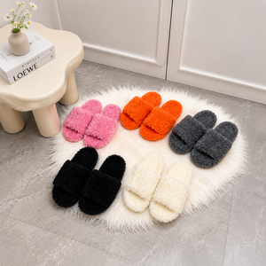 2026 Luxury Design Embroidered Faux Fur Lining <b>Slides</b> Designer Winter Women Warm Home Indoor <b>Slip</b> on Shoes All Seasons - Product Image 1