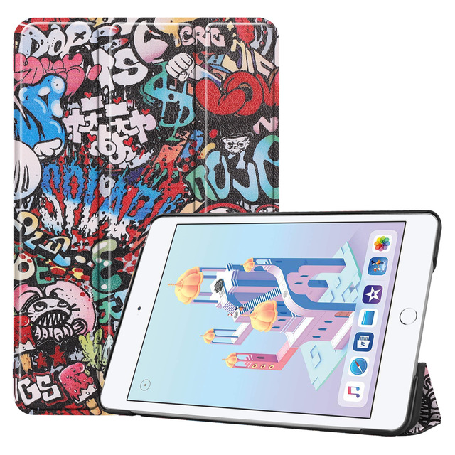Slim Tri-fold Stand PU Leather Magnet Case Tablet Cover Shell for iPad Mini 4/Mini 5 7.9 Inch