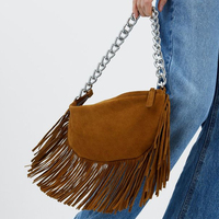 Cadeaux d'hiver pour femmes en gros sac à main solide avec chaîne en argent pour femmes sacs à main sac à bandoulière en daim à longues franges