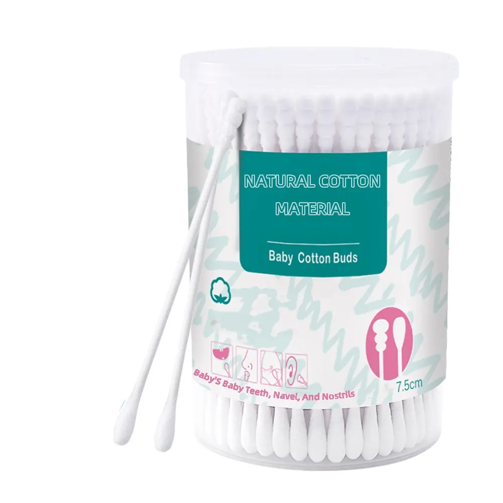 Stik kertas kapas 100% katun, digunakan untuk membersihkan gigi bayi, pusar, dan kebisingan, mendukung kustomisasi