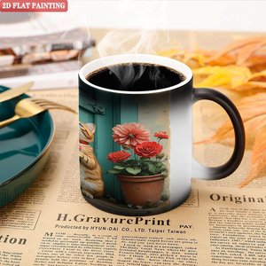 Smooth Round Edge Safe Mug 11oz Frosted Black <b>Ceramic</b> Heat Changing Magic <b>Cup</b> - Product Image 5