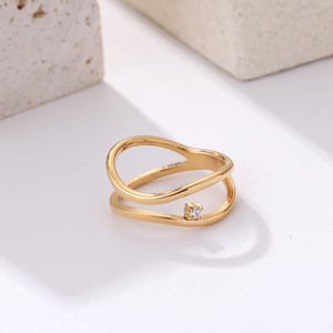 Wholesale <b>Ring</b> Jewelry Women Fashion <b>Adjustable</b> <b>Ring</b> Stainless Steel 18K Gold Plated <b>Ring</b> for Women - Product Image 2