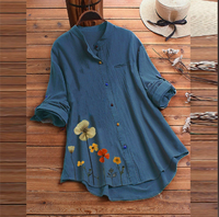 Chemisier pour femmes Vintage Casual Flower Print Colorful Button Long Sleeve Shirt Top Women Tops and Blouses White Blouse Plus Size