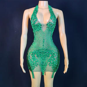 Noir Club Robes Sexy Perlé Gland Chaîne Courte Maille Robe Sexy Femmes Club Blanc Diamant Cristal Pierre Conception pour <span class=keywords><strong>Dr</strong></span> - Product Image 6