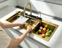 Évier cascade multifonctionnel intelligent en nid d'abeille 100x45, populaire en usine, en acier inoxydable 304, double bac avec lave-tasses