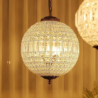 Lustre vintage en cristal doré style Empire, hauteur réglable, suspension globe rétro royale, éclairage à économie d'énergie, garantie 5 ans