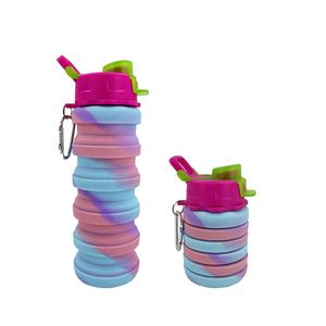 Botella de Agua de Silicona Ecológica Resistente a Altas Temperaturas, con Pajita y Agarre, 500 ml, Plegable, para Deportes al Aire Libre - Product Image 5