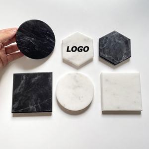 Sous-verres en marbre naturel noir, blanc et gris, durables, de luxe, pour table basse, hôtel, boissons, résistants à la chaleur, sérigraphiés, cadeau - Product Image 1