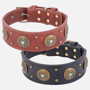 Luxus Vintage Hunde halsband Robustes PU-Material mit Conchos Nieten Stilvolles Haustier Halsband für Outdoor-Abenteuer - Product Image 5