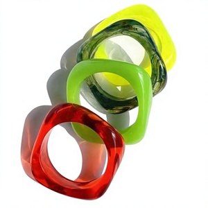 Fashionable Unique Colorful Acrylic Resin Bangle <b>Bracelets</b> Set Best Geometric Shape <b>Red</b> Green Yellow Unisex Fashion Jewelry - Product Image 1