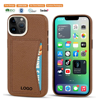 Portefeuille porte-cartes en cuir véritable personnalisé en usine, étuis de téléphone portable antichoc, design estampé à chaud, mode urbaine