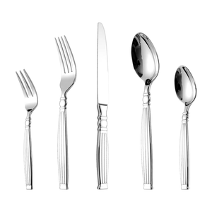 Luxury Silver Cutlery <b>Set</b> Stainless Steel Knife Fork Spoon Silverware Wedding <b>Flatware</b> <b>Set</b> - Product Image 1