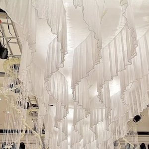 LUYI Rideau suspendu en tissu mousseline de luxe pour décorations de toile de fond, plafond de tente et événements de <span class=keywords><strong>mariage</strong></span> - Product Image 1