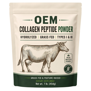 Poudre de collagène OEM ODM HACCP ISO22000 454g, non aromatisée, provenant de bovins nourris à l'herbe et élevés en pâturage - Product Image 1