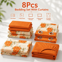 Ensemble de draps 8 pièces personnalisé au prix de gros le moins cher avec rideaux, ensemble de literie 8 pièces pour lit King et Queen toutes saisons