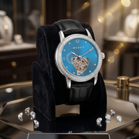 Montre automatique pour femmes, bracelet en cuir, mouvement mécanique, cadran serti de diamants, montres étanches pour femmes