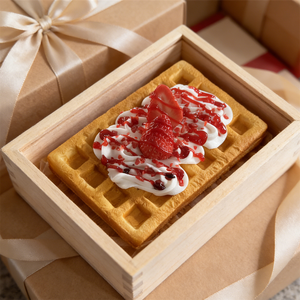 Rectangular Belgian Waffle Model PU Bead Base <b>PVC</b> Cream Berries Chocolate <b>Toppings</b> Crispy Eye Catching Cafe Window Displays - Product Image 6