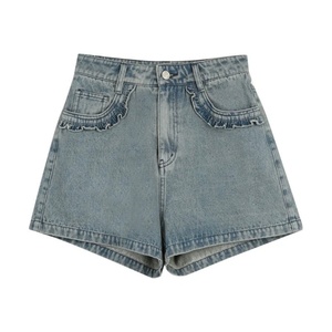 New Fashion Custom Logo Vintage Denim Shorts Casual Washed High Quality Denim Mini <b>Jeans</b> Women - Product Image 5