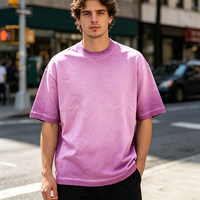 T-shirt pour homme coupe ample personnalisée |   T-shirt oversize vintage à effet pigmenté |   T-shirt streetwear à logo personnalisé OEM, teinture dégradée