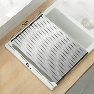 Enrouler sur l'évier égouttoir à vaisselle cuisine roulant pliable évier support tapis fil d'acier inoxydable pour comptoir d'évier de cuisine - Product Image 6