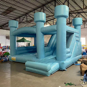 Château gonflable populaire <span class=keywords><strong>bleu</strong></span>, rose et blanc en PVC avec fosse à balles et toboggan, château gonflable commercial complet pour les fêtes et les événements - Product Image 1
