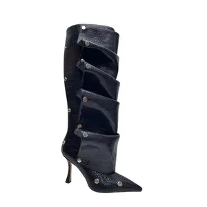 New Color Pointed Toe Buckle Stiletto Removable Boots Transformer Over The Knee Boots Thigh High Women Designer Boots
