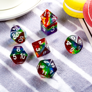 Vente en gros de dés polyédriques en résine transparente arc-en-ciel de 16 mm personnalisés pour D&D <span class=keywords><strong>RPG</strong></span> - Product Image 4